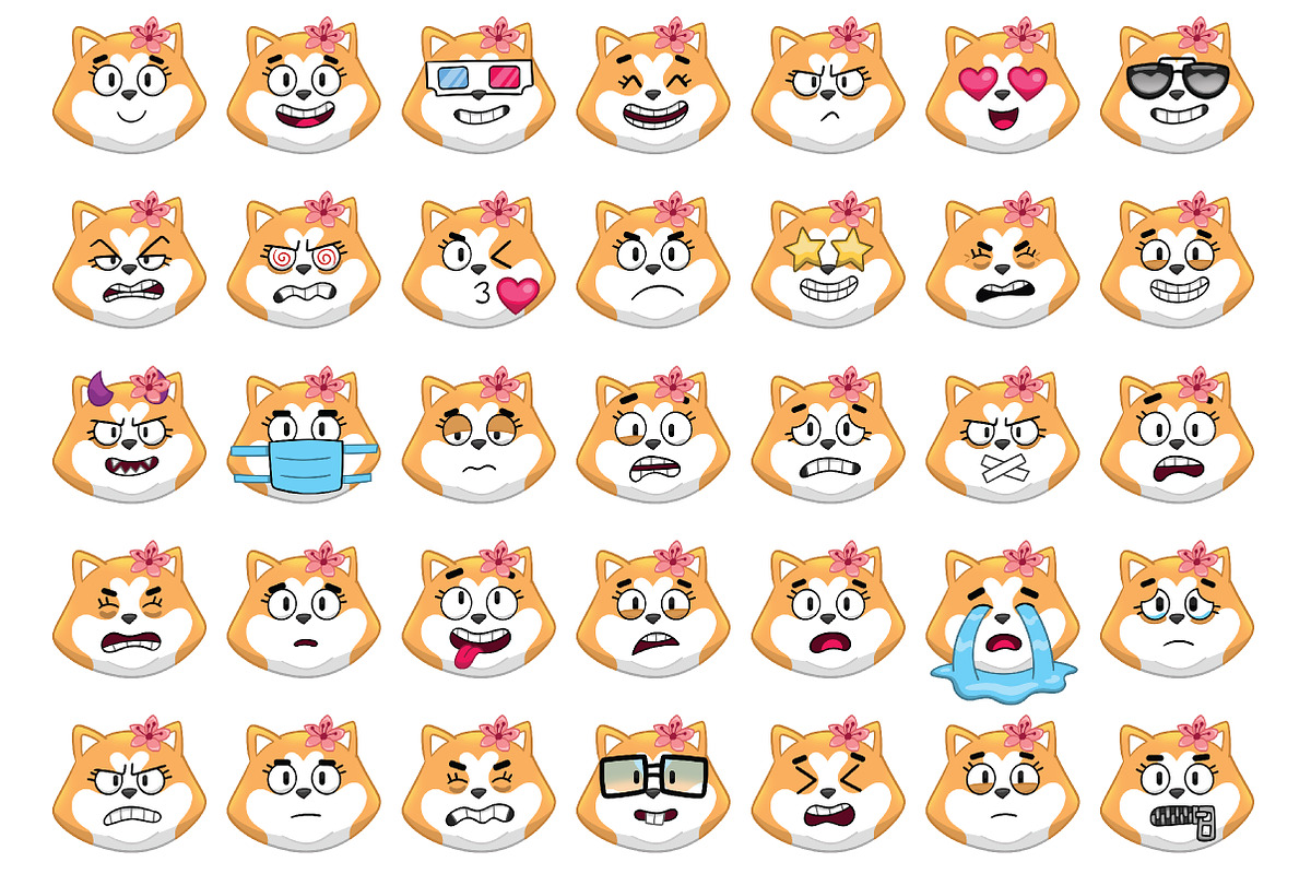 Akita Emoji Set, an Animal Illustration by Cartoon Shop (Photo 9 of 10)