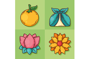 four chuseok celebration items, an Illustration by studiogstock
