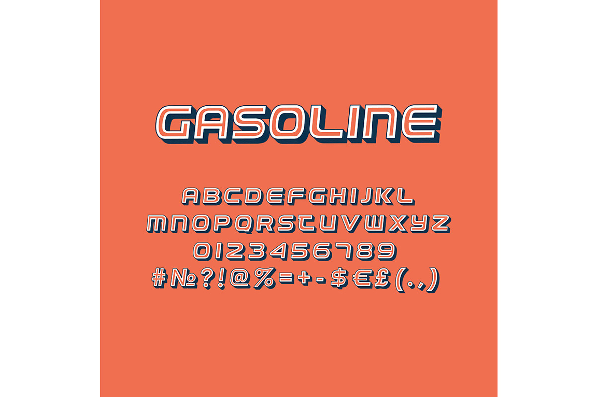 Gasoline vintage 3d vector alphabet, a Templates & Theme by IMG Visuals