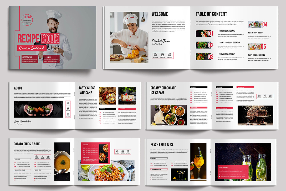 Recipe Book Design Layout Landscape, a Brochure Template by MightyDesign (Photo 1 of 6)