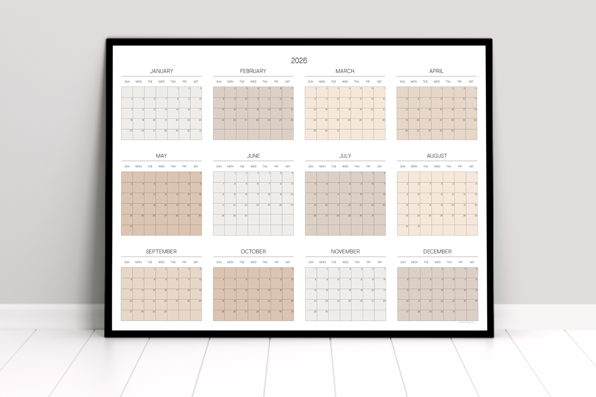 2026 Printable Large Wall Calendar, a Stationery Template by 3PointsCreative (Photo 1 of 6)