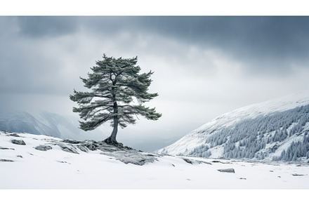 nature pine tree with snow ai, a Nature Photo by pikepicture