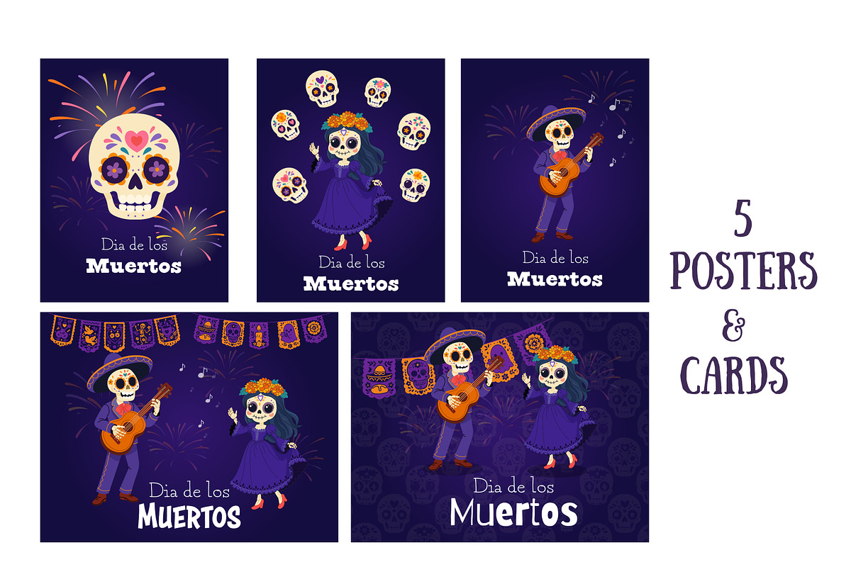 Cute Day of the Dead Set, a Seasonal Illustration by Bielousova Art (Photo 6 of 9)