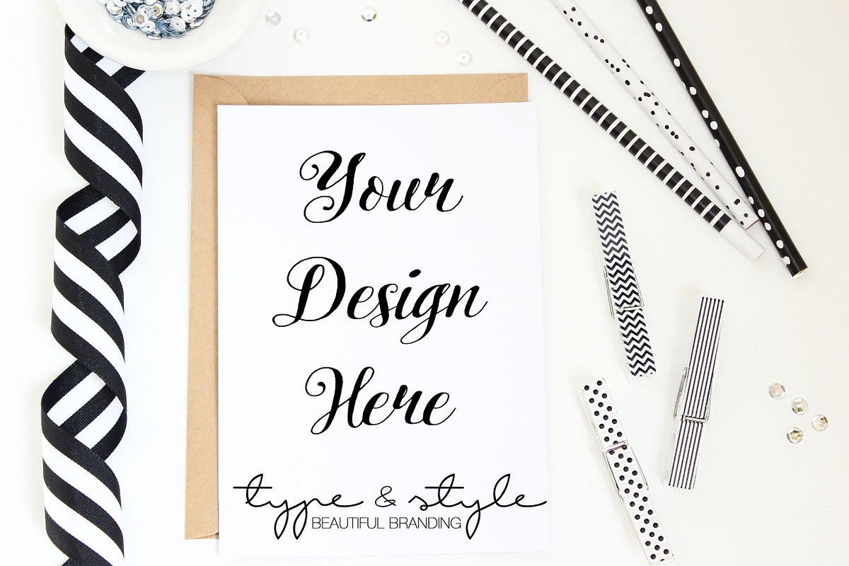 Styled Card Mock Up | Stock Photo, a Print Template by Type & Style