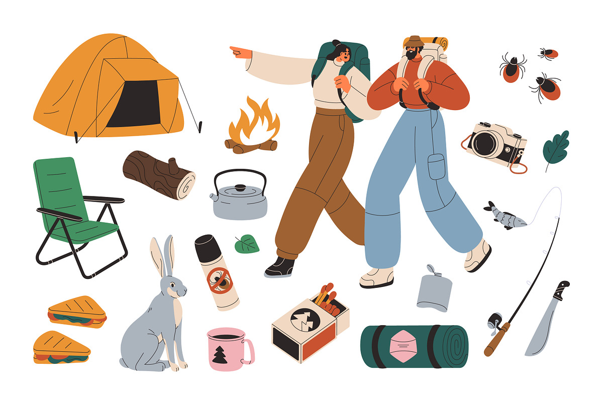Camping, hiking, trekking items set, an Object Illustration by Good Studio (Photo 2 of 5)