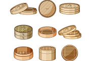 Bamboo steamer baskets for cooking, an Object Graphic by pikepicture (Thumbnail 2 of 3)
