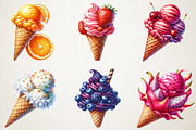 Watercolor Fruit Ice Cream Clipart, a Food Illustration by RobertsArt (Thumbnail 4 of 5)