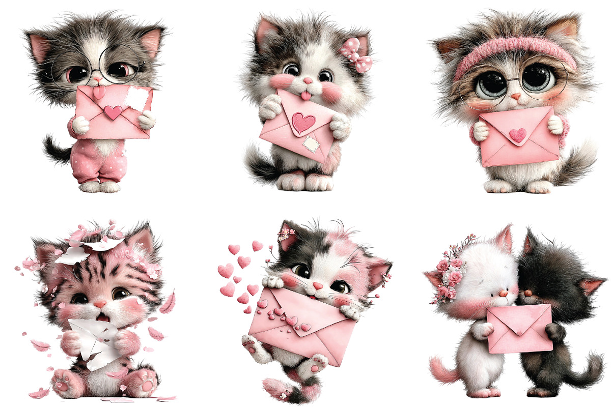 Valentine Cat Love Letter Clipart, an Illustration by CraftArtStudio (Photo 6 of 6)