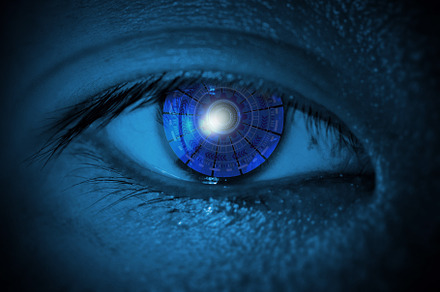 Close-Ups of male's eye with electro, a Technology Photo by Tampatra