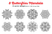 8 Butterflies Mandala, a Decorative Illustration by Elen-Lane (Thumbnail 2 of 5)