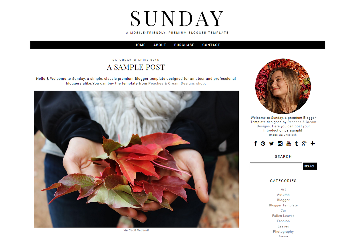 Sunday - Pre-made Blogger Template, a Websites & App Template by The October Studio