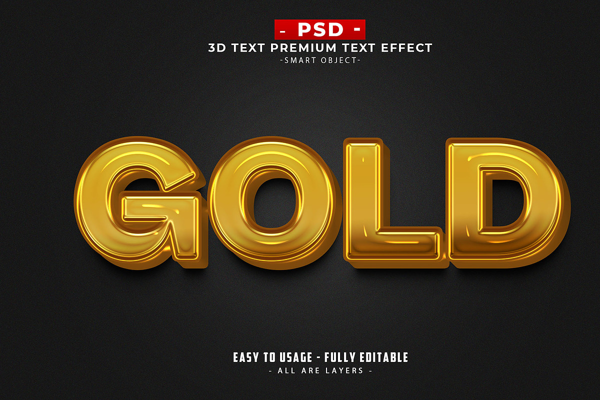 Gold 3D Editable PSD Text Effect, a Layer Style Add-On by Md Jahidul99 (Photo 1 of 2)