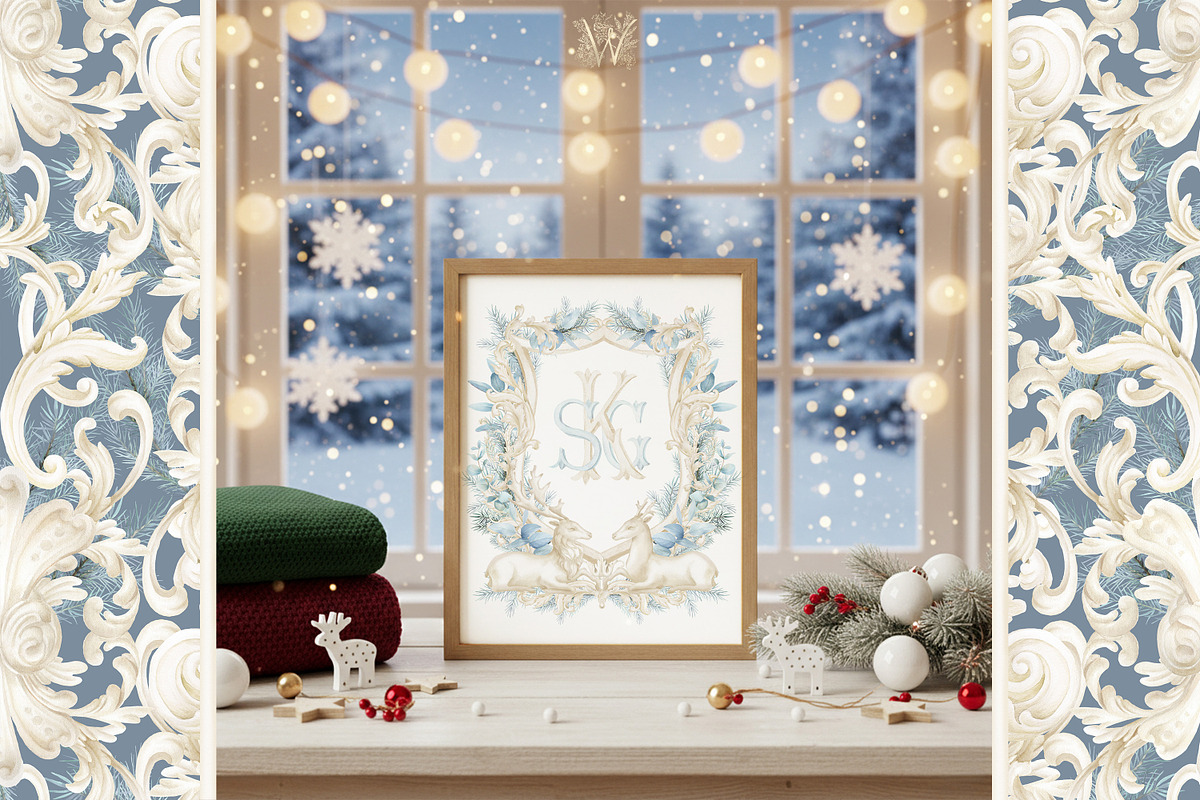 Winter Deer Borders, wedding png, a Decorative Illustration by WonderWonder (Photo 13 of 18)