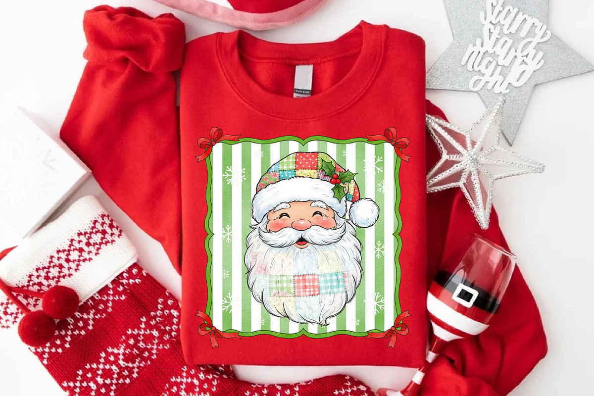 Patchwork Santa Claus Christmas Png, an Illustration by Libby Wishes (Photo 3 of 5)
