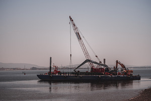 Floating Crane on Work Barge, an Industrial Photo by SkyNext