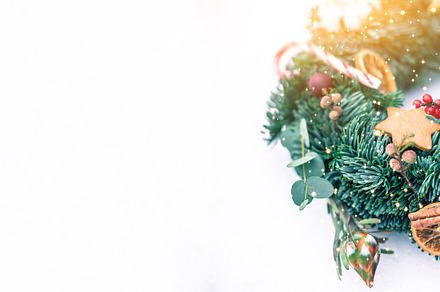 Christmas wreath isolated on a white stock photo containing christmas and, a Holiday Photo by Dvoevnore photos
