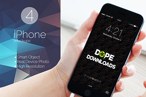 4 Desktop View iPhone Mockups