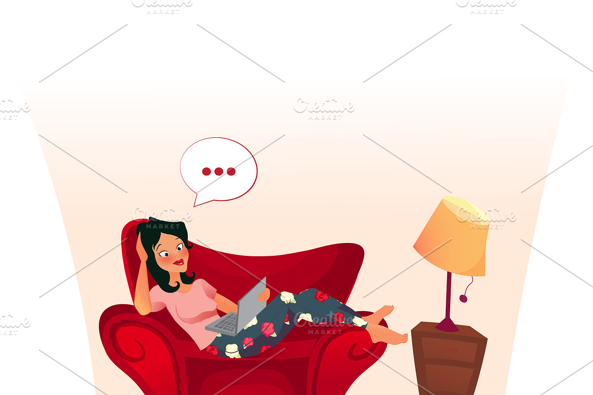 woman surfing on the Internet with a Laptop., a Technology Illustration by aliona..almazova