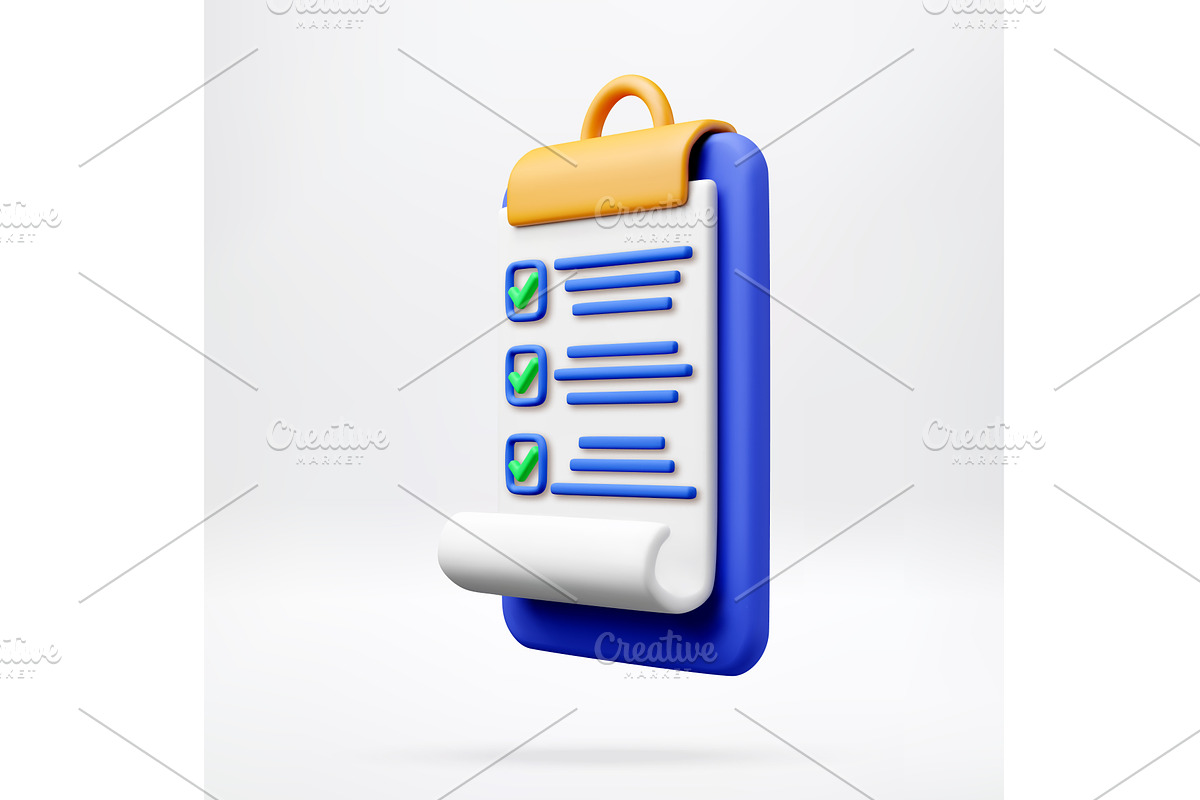 3D Clipboard with a checklist and, a Finance Illustration by Abscent