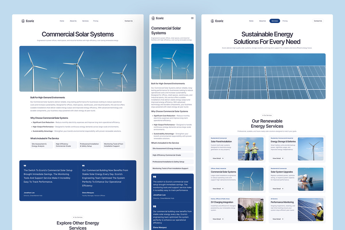 Solar & Renewable Energy Website UI, an UI Kit Template by peterdraw (Photo 3 of 7)