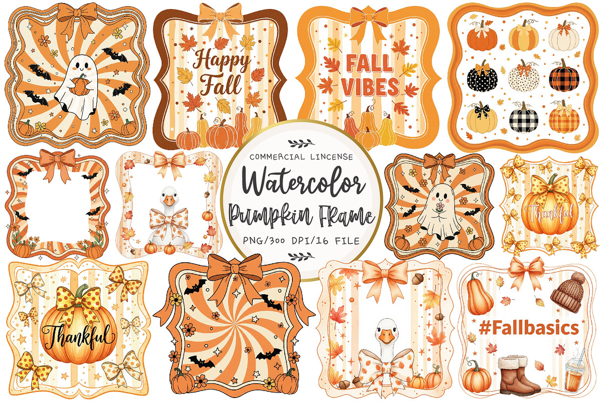 Pumpkin Autumn Coquette Bow Frame, an Illustration by OK Design (Photo 1 of 4)
