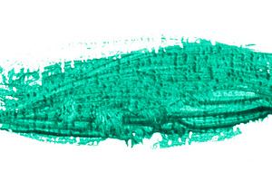 A bright stroke of thick turquoise paint in the form of a wide c, an Abstract Photo by ndanko