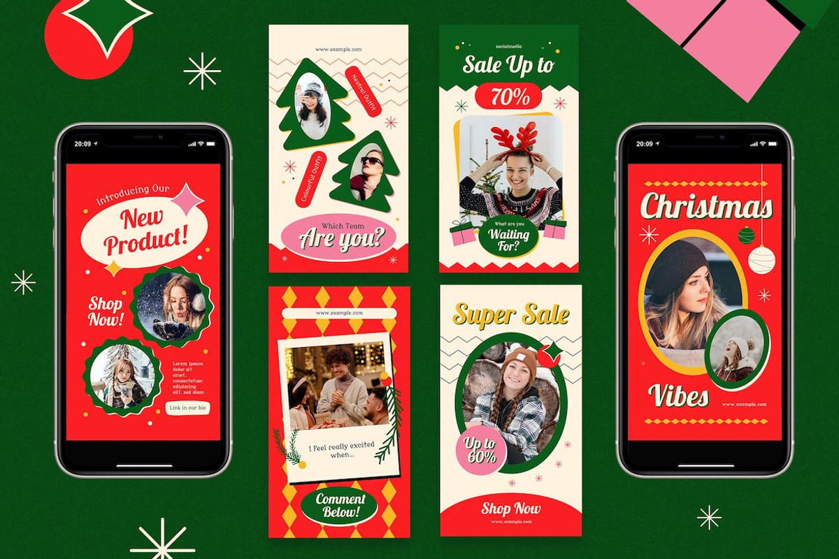 Red Christmas Sale Instagram Set, a Social Media Template by Aiyari Graphic (Photo 2 of 3)