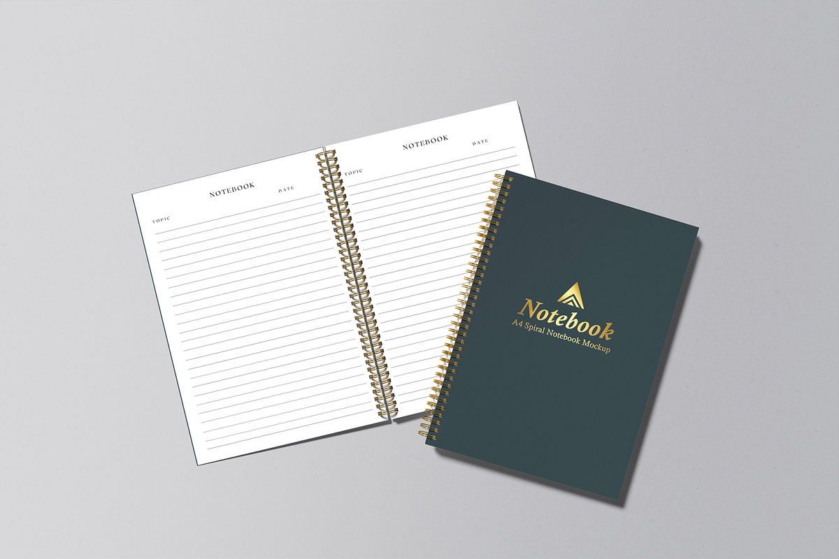A4 Spiral Notebook Mockup, a Print Template by graphicsecond (Photo 12 of 16)