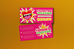 Pink Quirky Valentine Voucher, a Card Template by graphicook