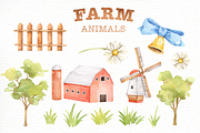 Farm Animals Watercolor clipart, an Animal Illustration by everysunsun (Thumbnail 3 of 6)