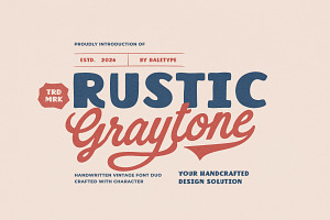 Rustic Graytone - Vintage Font Duo, a Script Font by Bale Type
