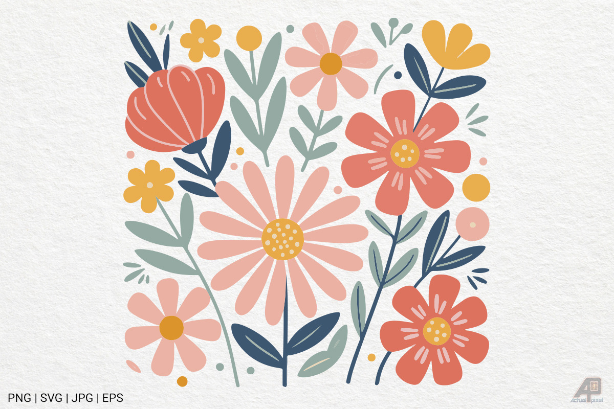 Boho Retro Flower Sublimation Bundle, an Illustration by Actual Pixel (Photo 9 of 13)