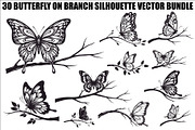Butterfly Branch SVG Bundle, an Illustration by Creativeshirt (Thumbnail 2 of 31)