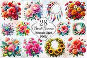 Floral Summer Sublimation Clipart, an Illustration by RobertsArt (Thumbnail 1 of 8)