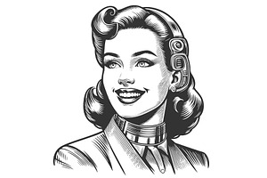 Retro futuristic woman with, a Person Illustration by AlexArt