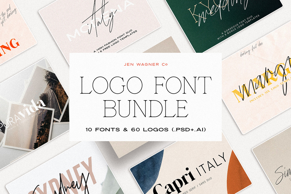 Logo Font Bundle by Jen Wagner Co., a Sans Serif Font by Jen Wagner Co (Photo 1 of 37)