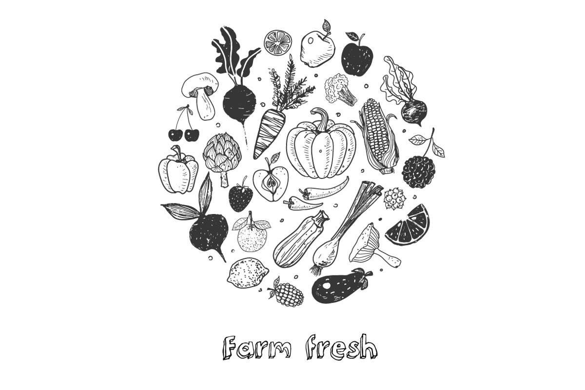 Fruits and vegetables doodles, a Food Illustration by Elina_Li (Photo 11 of 20)