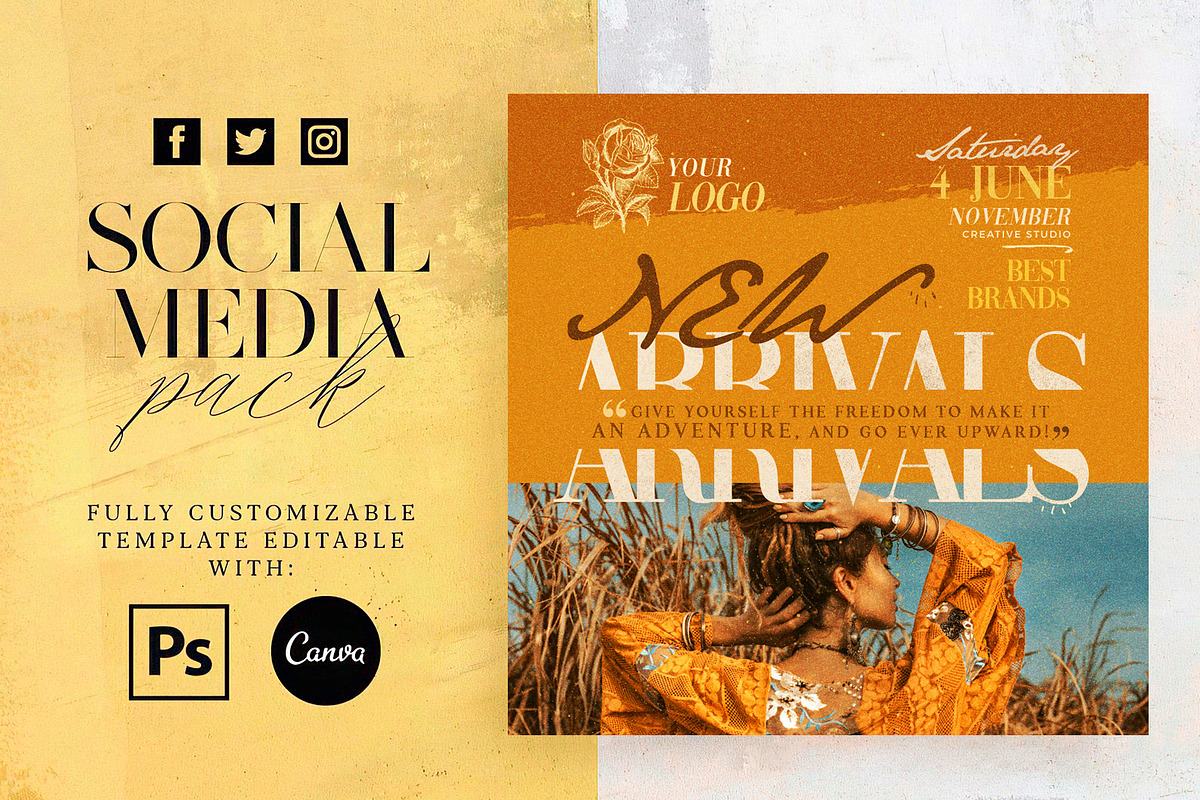 New Arrivals Social Media Pack, a Social Media Template by Touringxx Creative Studio (Photo 1 of 8)