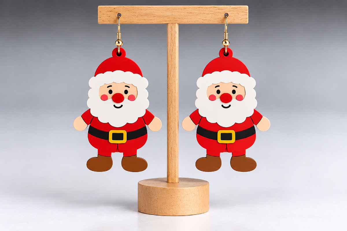 Santa Claus Earrings Laser Cut SVG, an Object Graphic by Canvas Craft (Photo 2 of 4)