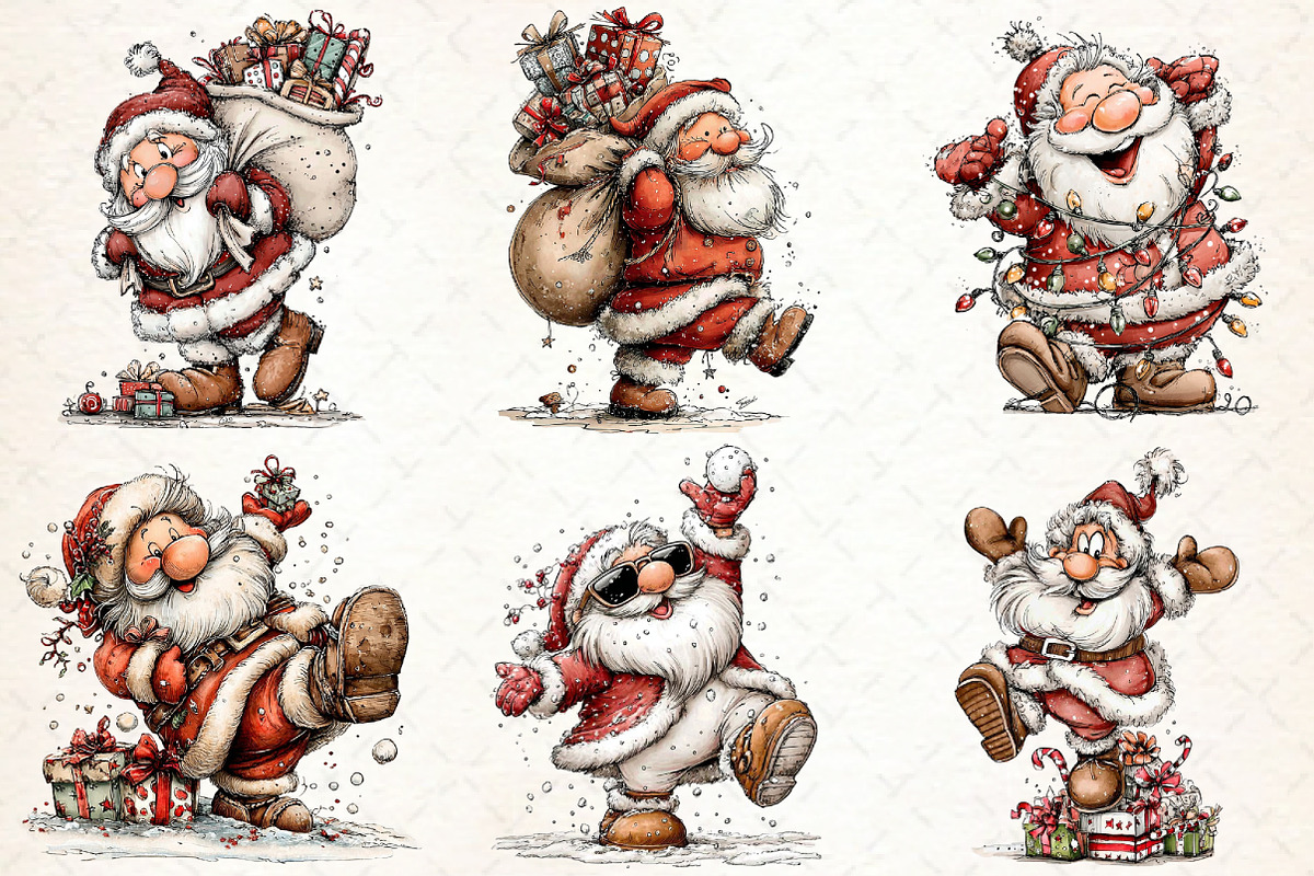 Funny Christmas Santa Clipart, an Illustration by Libby Wishes (Photo 7 of 7)