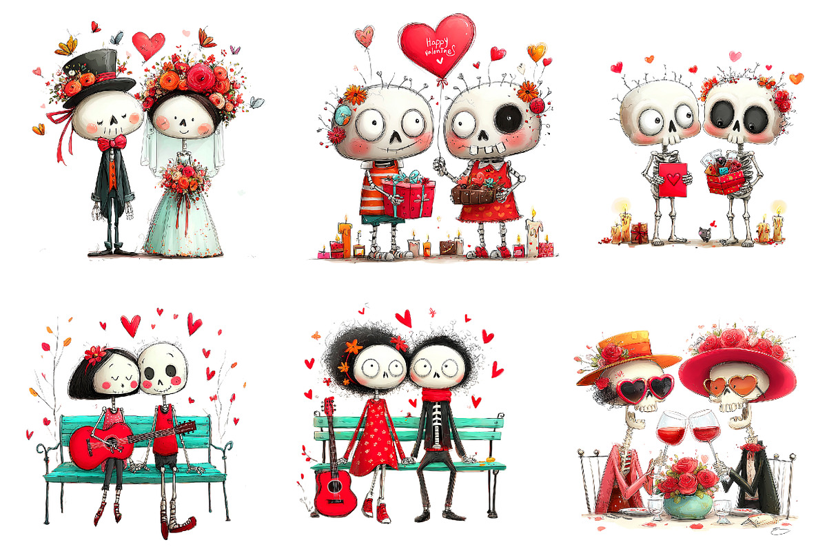 Skeleton Valentine Bundle Sublimatio, an Illustration by CreationArt (Photo 3 of 4)