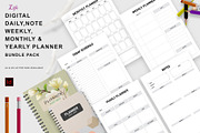 Daily Weekly Monthly Planner Bundle, a Stationery Template by ROJI CREATOR (Thumbnail 1 of 12)