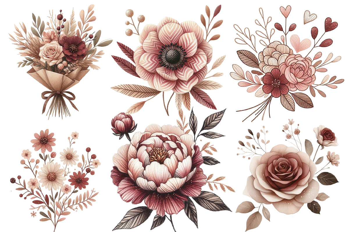 Valentine Chic Flowers Clipart, an Illustration by Designworld (Photo 2 of 4)