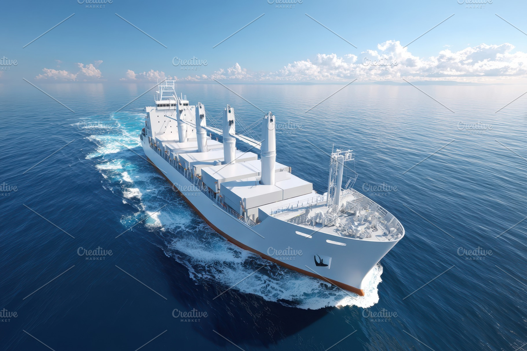 Cargo ship sailing on calm waters, a Transportation Photo by AlyaAnd
