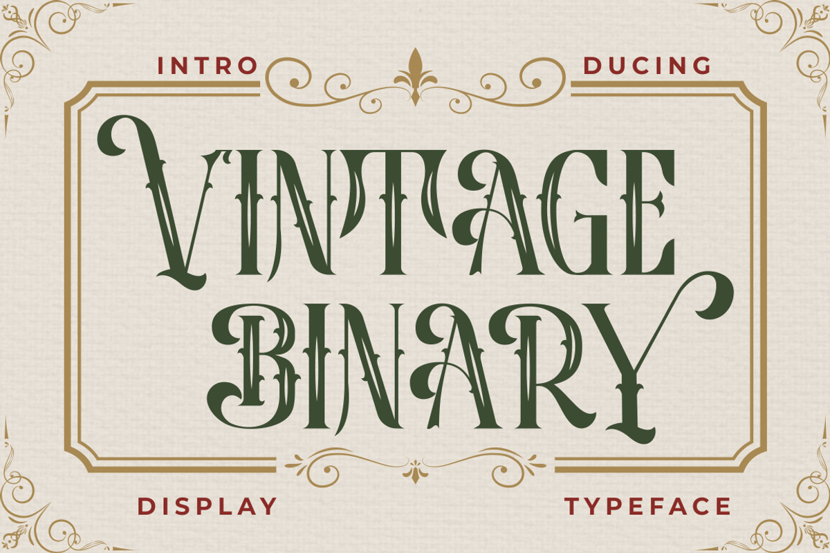 Vintage Binary - Display Typeface Fo, a Blackletter Font by PutraCetol Studio (Photo 1 of 12)