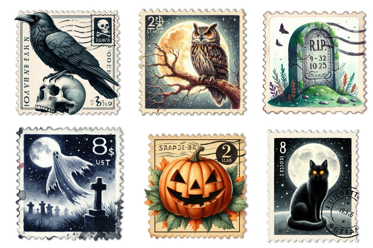 Halloween Postage Stamps Clipart, an Illustration by Dream Creation (Photo 5 of 7)