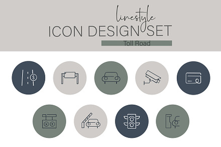 Linestyle Icon Design Set Toll Road, an Outline Icon by pepulousdsg