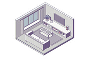 Isometric living room interior, an Object Graphic by Mary P (Thumbnail 1 of 2)