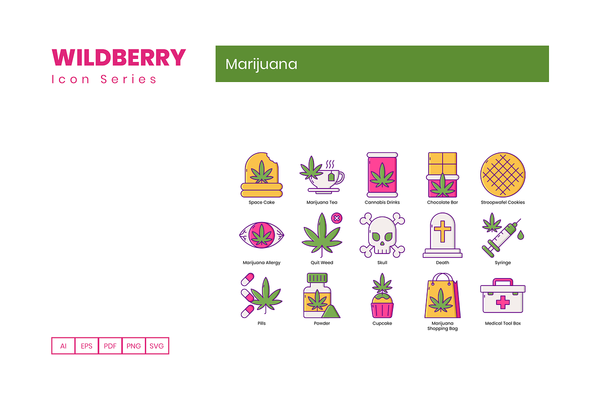 Marijuana & Weed Icons | Wildberry, an Outline Icon by Flat Icons