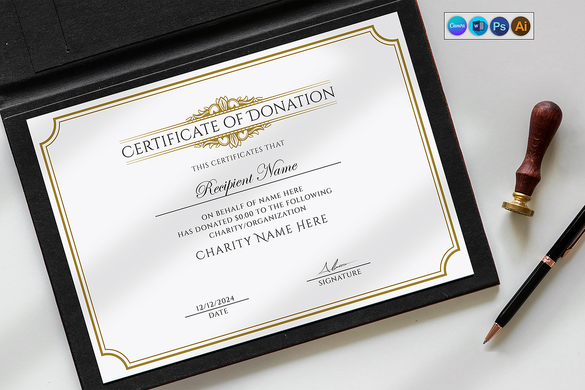 Donation Certificate, a Stationery Template by DesignDevisers (Photo 2 of 10)